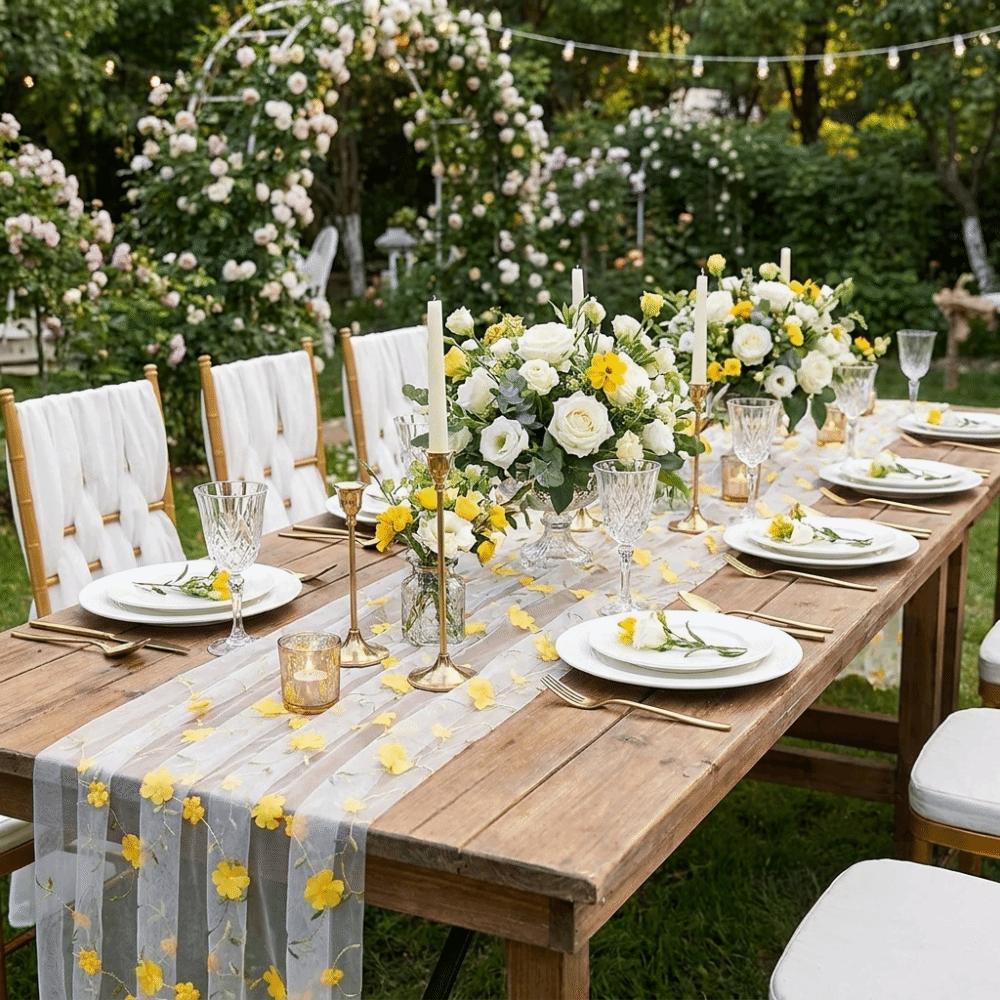 Semi-Transparent Tulle Table Runner Romantic Gauze Table Flag Countryside Party