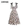 Women's Popular French Hepburn Style Vintage Tie Floral Halter Dresses