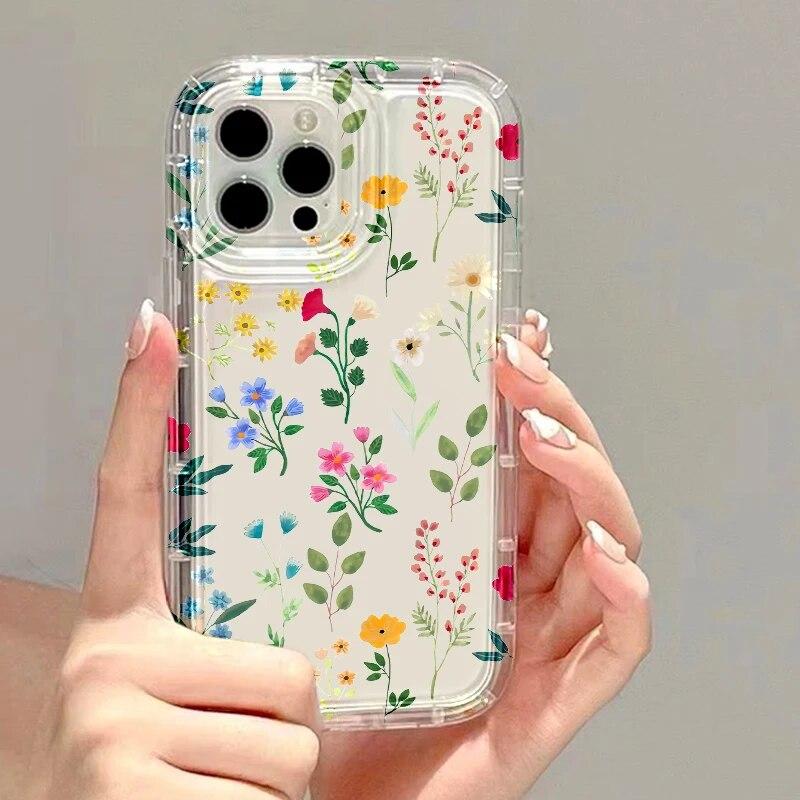 For iPhone 14 Pro Max Cases Phone Case For iPhone 11 Case iPhone 15 12 13 Pro Max XR XS 8 7 Plus Transparent Rose Flower Cover