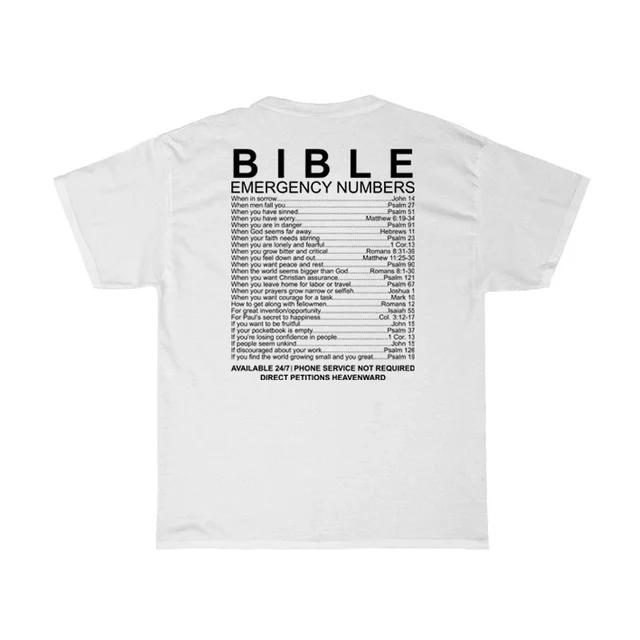 Hb504bible Numbers Back Print Christian Tshirt Short Sleeve Bible Verse Funny T Shirt Jesus Faith Tees Women Religious Top