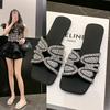New Fashion Temperament Summer Fashion All-match Large Size Women's Shoes Rhinestone Slippers Female Summer Wear