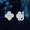 Серьги с муассанитом Клевер Настоящее серебро 925 пробы Ледяные Большие Мужские Женские Клипсы