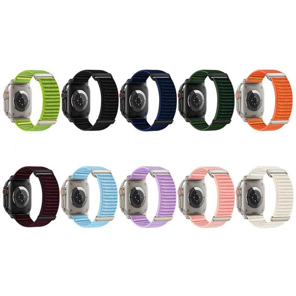 Watch Band For Apple Watch Series 11 10 42mm / 9 8 7 41mm / SE3 SE2 SE 6 5 4 40mm / 3 2 1 38mm Two-Piece Magic Tape Nylon Woven Wrist Strap