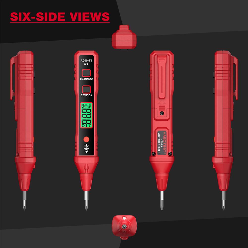 Бесконтактный тестер переменного напряжения, электрическая ручка с ЖК-дисплеем, переменный ток 12–400 В, искатель точек обрыва провода, электрический тестер, тестер провода под напряжением/без напряжения