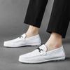 2024 Spring Summer Men's Dress Shoes White Loafers Leather Casual Shoes Slip On Moccasin Shoes Fashion Hollow Out Design Shoes