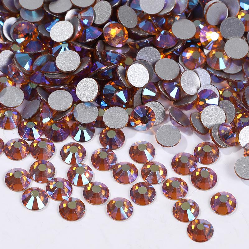 Цветной АБ Хрусталь Плоское Дно Сверло Круглое Сверло для Ногтей Сделай Сам Красочные Украшения для Ногтей