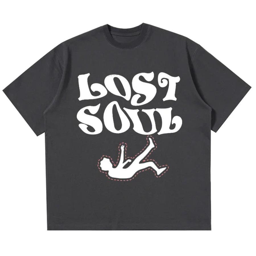 Lost Soul Tshirt 2026 Summer New Unisexs Vintage Breathable Tee Streetwear Oversized Loose Casual
