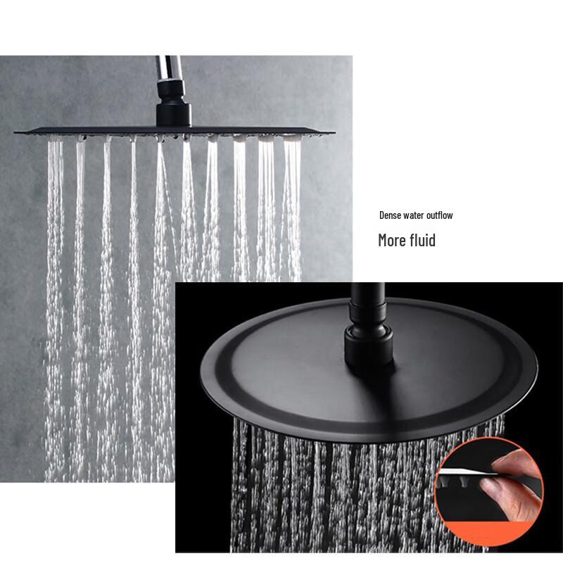 MDNG 10-inch Round Black Rain Shower Head