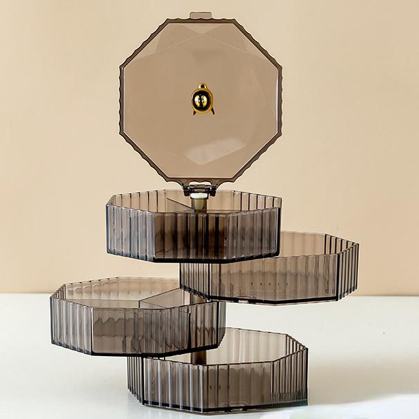 Вращающаяся коробка для хранения ювелирных изделий, стеллаж для хранения макияжа, браслет, серьги, пластиковый органайзер, держатель, стеллаж для выставки товаров с крышкой