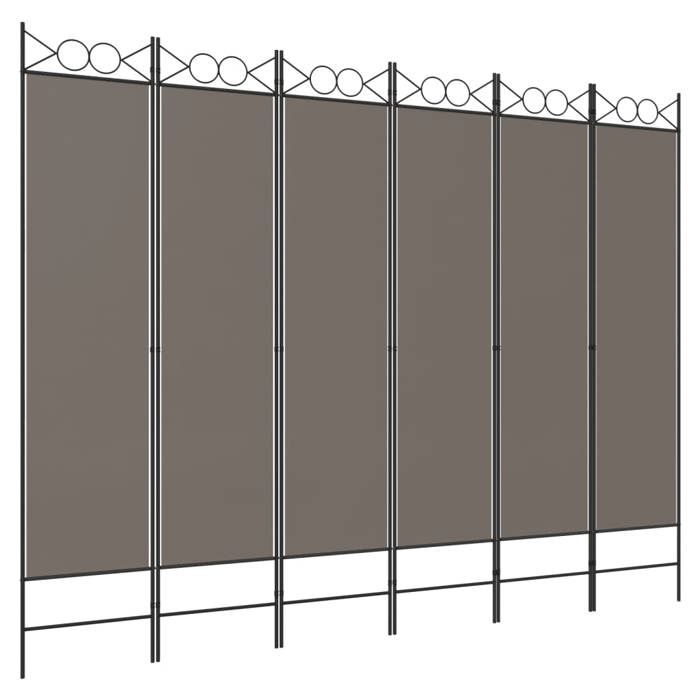 350160 vidaXL Room Divider 6 Panels Anthracite 240x200 Cm Fabric