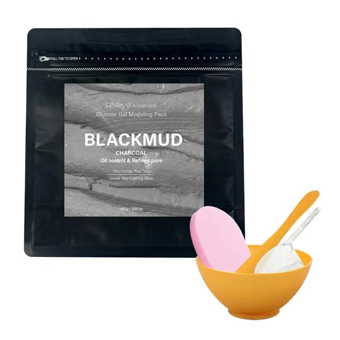 Натуральная Черная Грязь (Древесный уголь) Моделирующая маска 400г + Инструмент для нанесения + Очищающий спонж Домашняя эстетика 5 видов