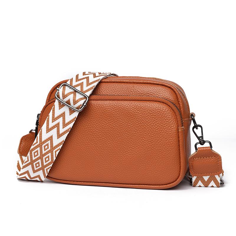 Женская сумка-кроссбоди из натуральной кожи - Модная, Универсальная, Маленькая квадратная, Однотонная