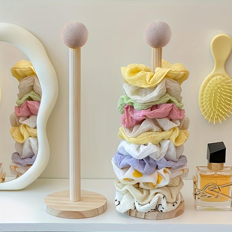 2PCS Wooden Hair Rope Storage Holder Multi-purpose Jewelry Bracelet Organizer Display Rack Desktop Hair Tie Elastic Bands Shelf