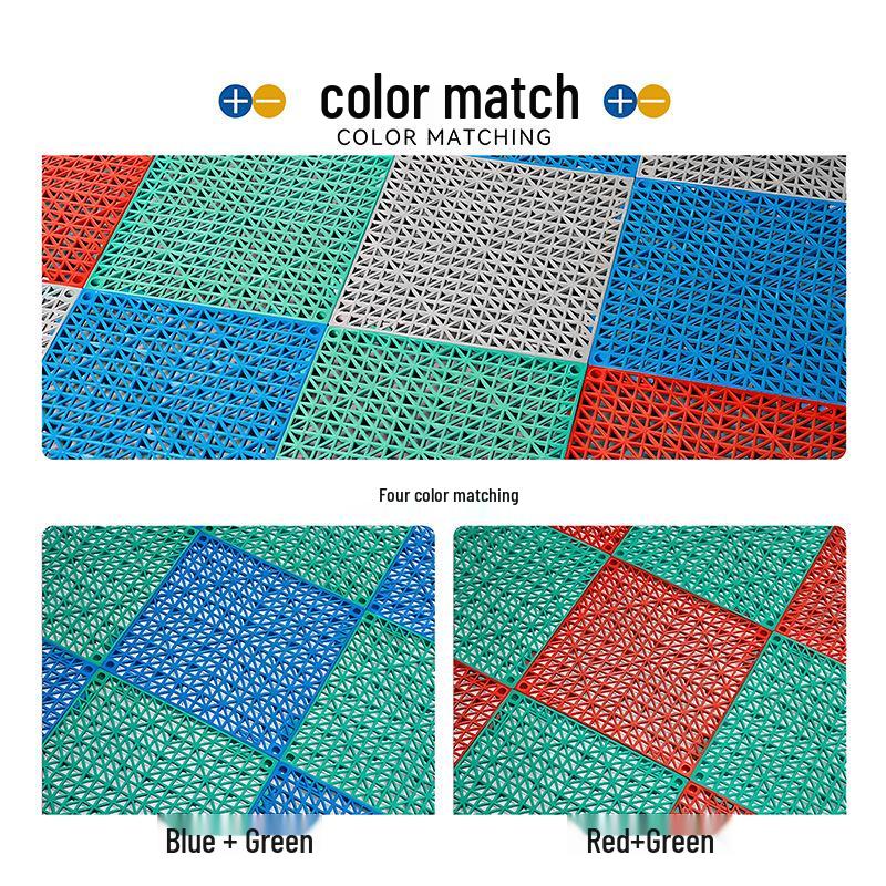 PVC Interlocking Anti-Slip Floor Mat for Shower, Kitchen, Bathroom, Toilet, Pool - Water-Permeable and Hollow Design