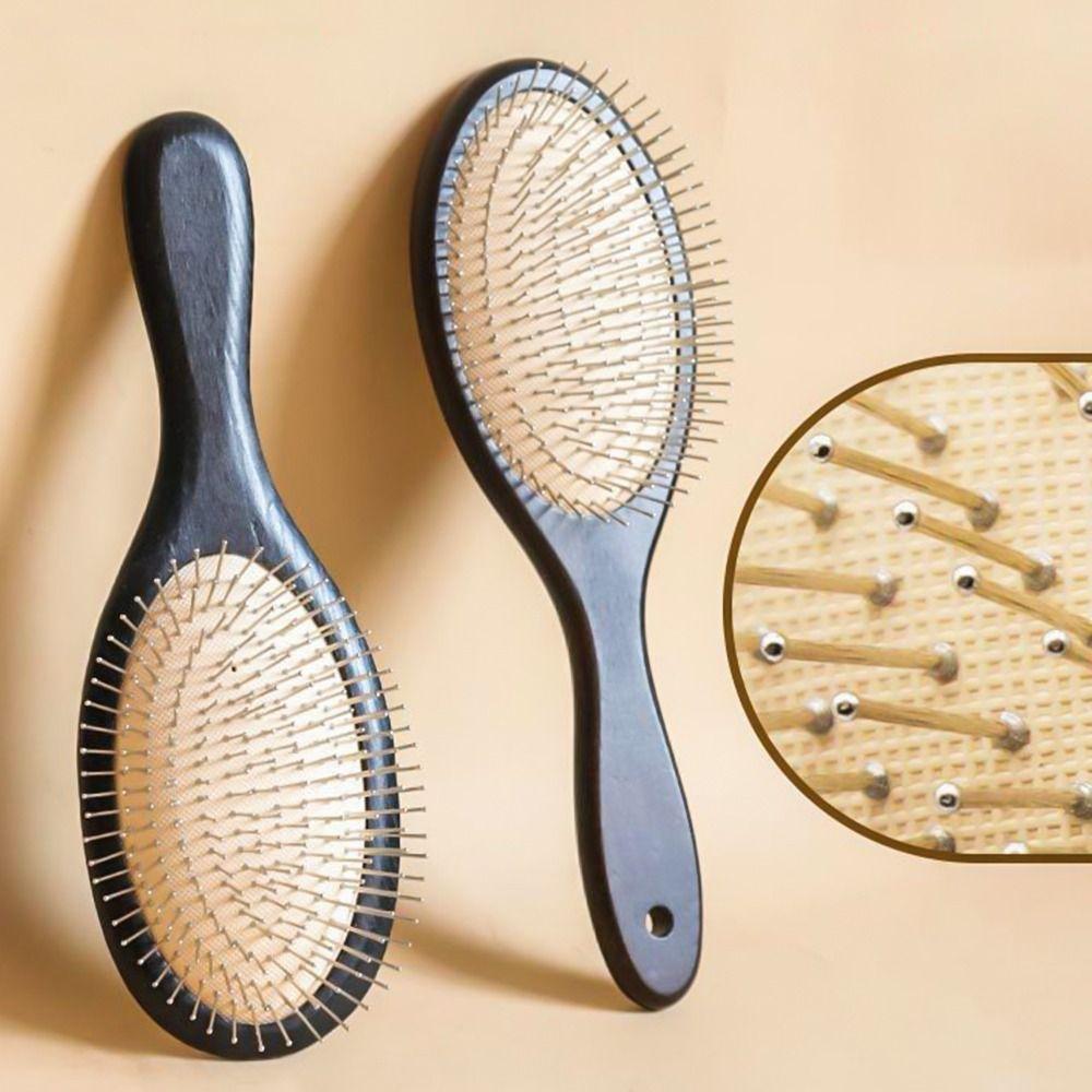 Деревянная щетка для волос Массажная головка Щетка для волос Подушка безопасности для кожи головы Щетка для волос Новая стальная щетка для волос