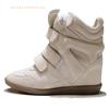 Новые женские кроссовки на танкетке с высоким верхом, замшевые, на липучках, повседневные, модные, на массивной подошве, удобные ботильоны до щиколотки 35-42