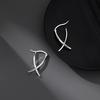 Fengshang S925 Silver Line Crossover Ear Cuffs Stud Earrings for Women - 2025 Autumn/Winter Trend