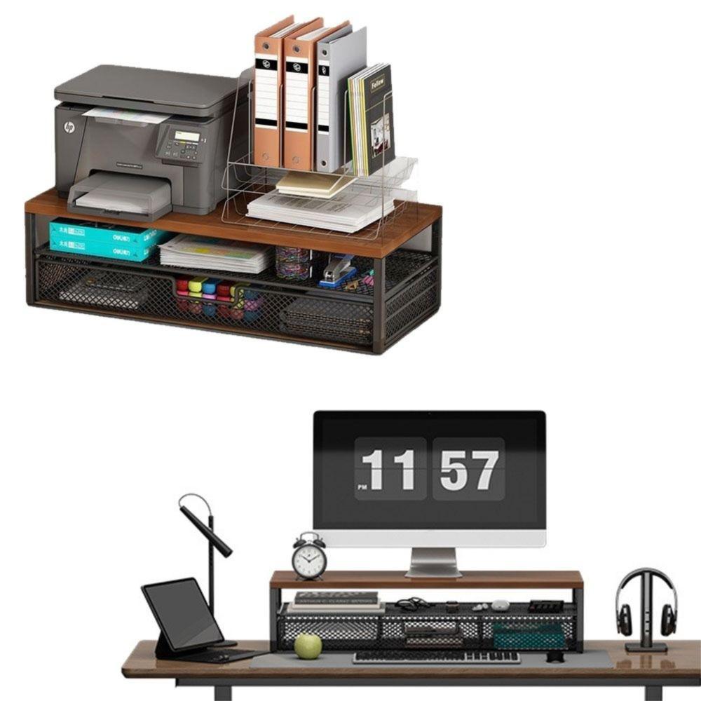 2-Tier Design Computer Monitor Stand Metal Mesh Laptop Computer Storage Shelf  Home