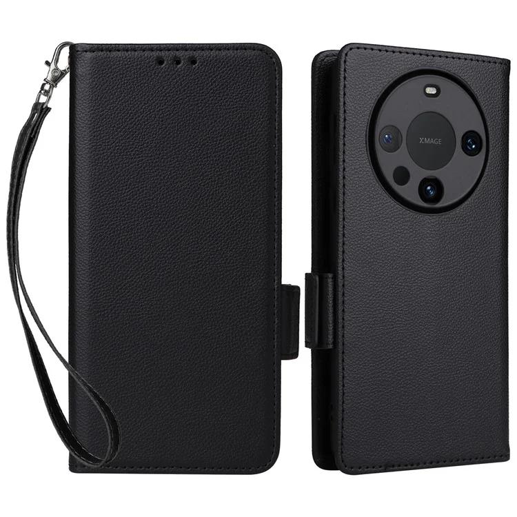 For Huawei Mate 60 Cover Litchi Texture Wallet Stand Leather Phone Case with Strap