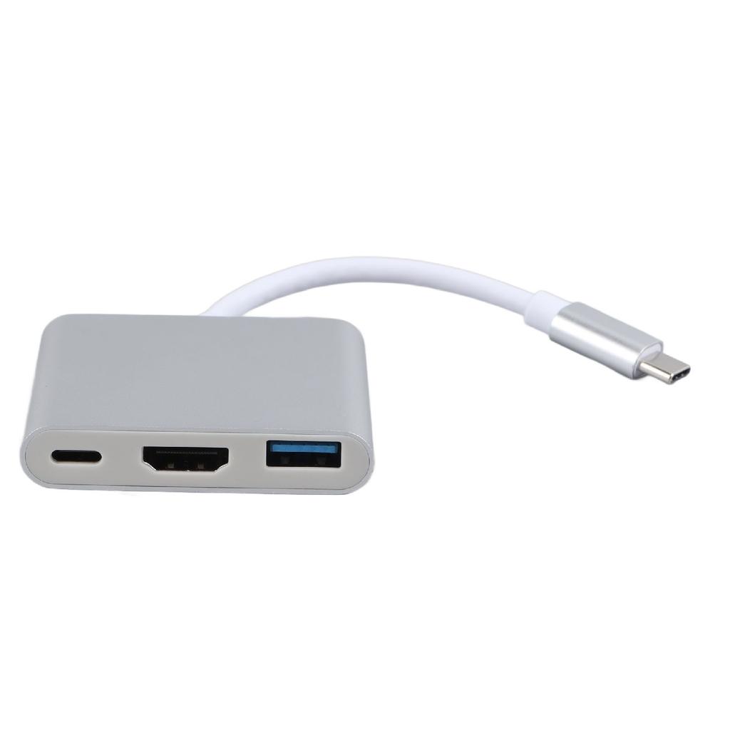 USB C Docking Station 3 in 1 Aluminum Alloy 4K HD 5Gbps Transmission 60W PD Power USB C Hub for TV Projector Computer