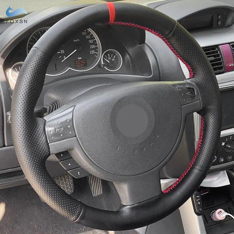 Для Opel Corsa C Combo C 2001-2006 Vauxhall Holden Tigra ручная оплетка автомобильный чехол на руль черная кожа красная линия красная полоска