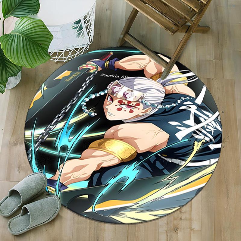 1pc Uzui Tengen  Carpet, Round Rug, Comfortable, Suitable for Entryways, Living Rooms, Office, And Bedrooms, Christmas Decoration