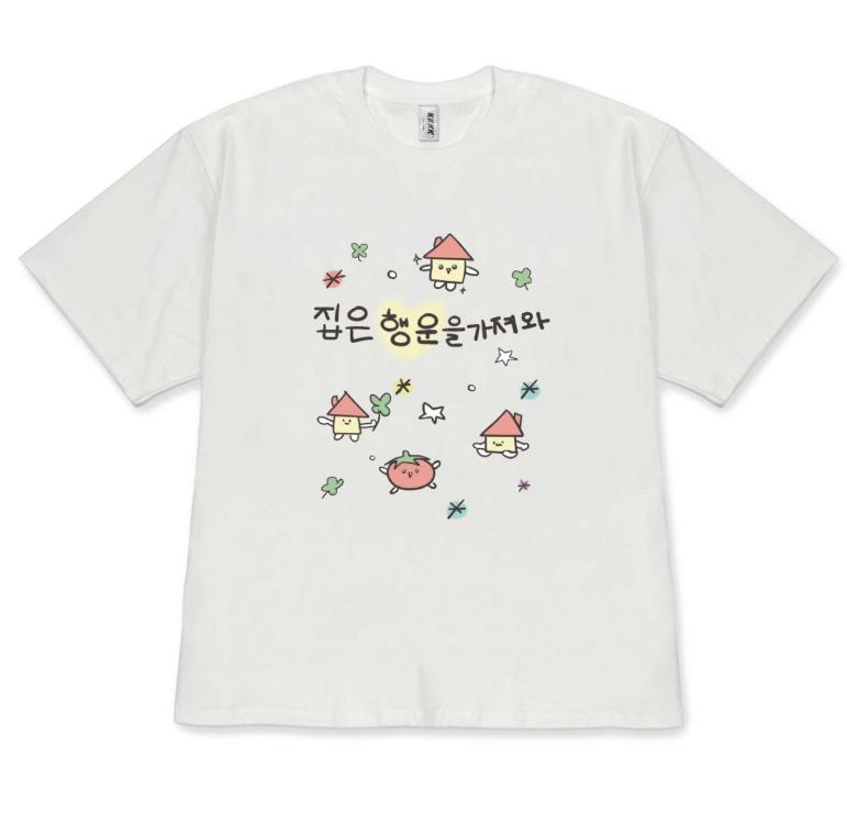 Korean Style Cute Lucky House Graphic TShirt Kawaii Good Luck Korean Quote Print Tee for WoUnisex Aesthetic Y2k Top Soft Daily Wear