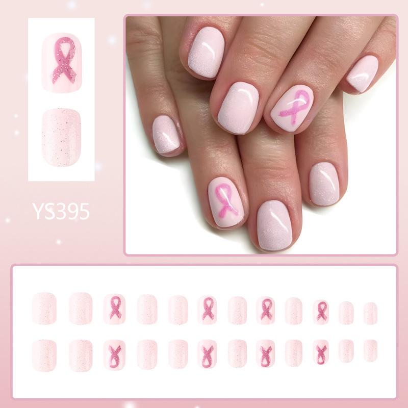 Valentine's Day Glossy Press-On Nails - 24-Piece Removable Set