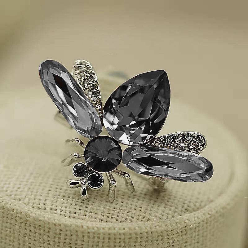 Cute Big Champagne Bee Brooches Delicate Insect Brooch For Women Pins Party Jewelry Gifts