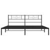 Metal Bed Frame with Headboard Black 180x200 cm