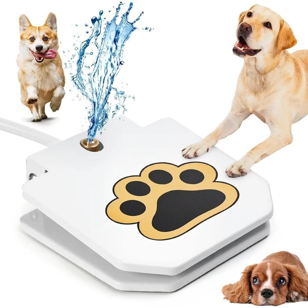 Dog Outdoor Drinking Fountain Step-on Stainless Steel Automatic Drinking Dispense for Summer Interactive Fountain Fun Pet Toys