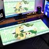 Office Gamer Decoration Mouse Mat Chikorita Anime Green Mouse Pad Large Desktop NonSlip Keyboard Rug Notebook Protector