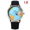 Universal Women Men World Map Globe Quartz Aeroplane Watch Denim Strap