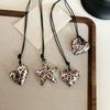 Stylish Long Leopard Pattern Necklace with Love Heart Pendant Jewelry Accessory for Women Men Silver Jewelry Use