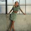 Spring Summer Women's Suits Suede Blazer CropTops+Camouflage Bodycon Mini Skirt Sets Sweet PartClub Ladies 2-Piece Suits