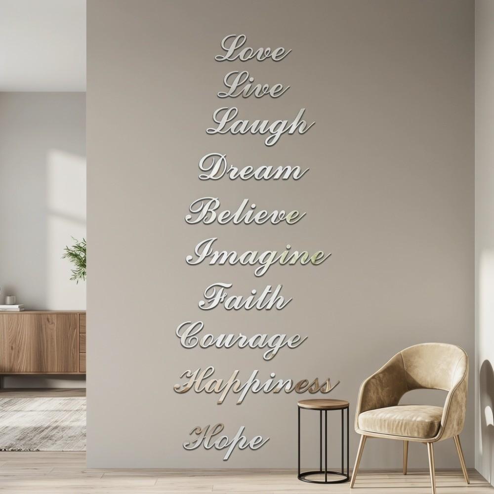 Acrylic Letter Wall Sticker 44.49x5.51in English Letter English Letter Decor Self-Adhesive Silver Gold Home Wall Sticker