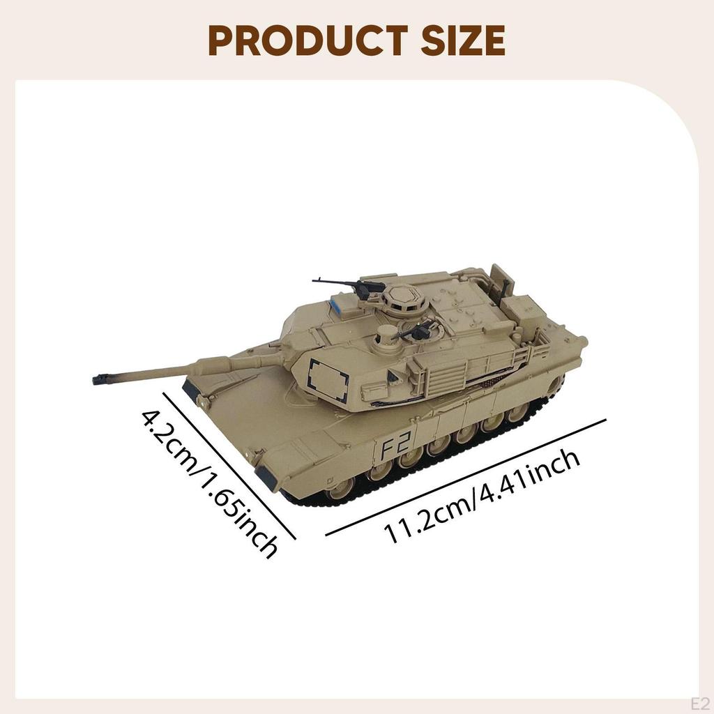 1/72 Модель танка M1A2 Коллекционная статуэтка Образовательный настольный декор Колесная транспортная игрушка для мальчиков