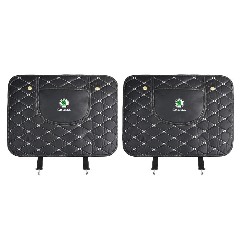 Защитная накладка от ударов ногами для автомобиля, внутренняя из ПУ кожи, накладки для защиты спинки автосиденья для Skoda Octavia MK2 MK3 2 3 A7 Fabia Karoq Kodiaq Superb Rapid Kamiq