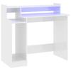 Biurko Z Podświetleniem Led, Białe, Wysoki Połysk, 97X45X90 Cm