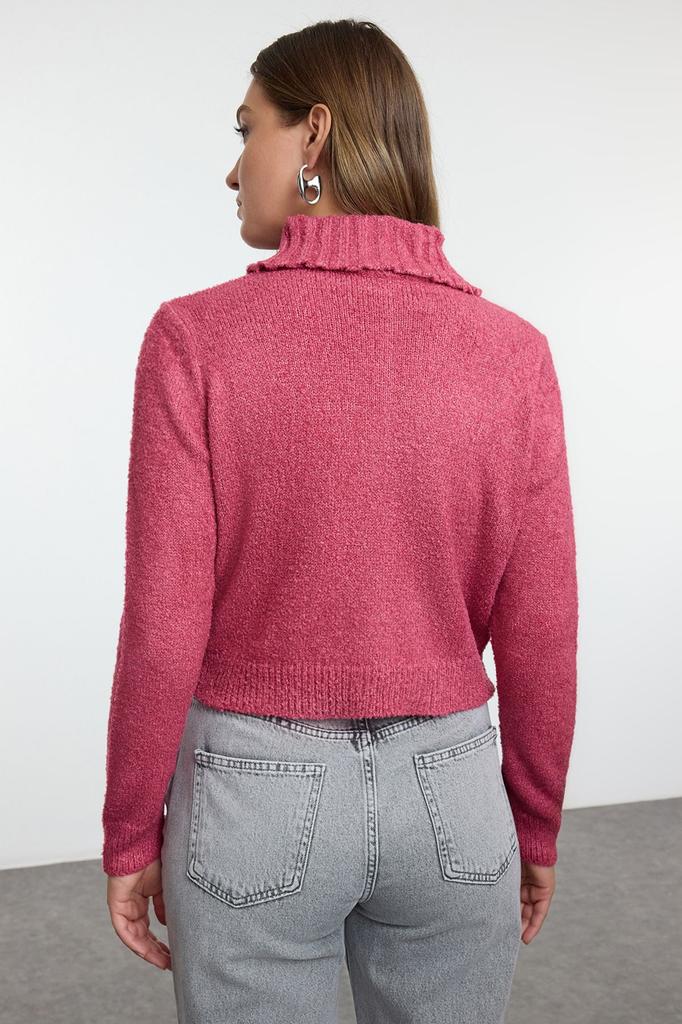 Женский модный стильный кардиган Розовый укороченный вязаный кардиган из букле