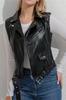 Waistcoat Lambskin Winter Stylish Leather Black Vest Coat Fancy Women