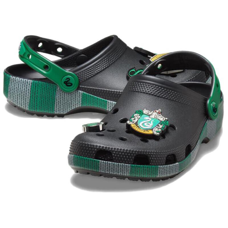 Crocs Туфли EVA с круглым носком и отверстием для пяточной части, унисекс, черно-зеленые
