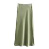 Kaslead New Arrival Women's Fashion Style Fashion Casual Easiest for Match Fine Acetate Satin Elastic Waist Zipper Skirt