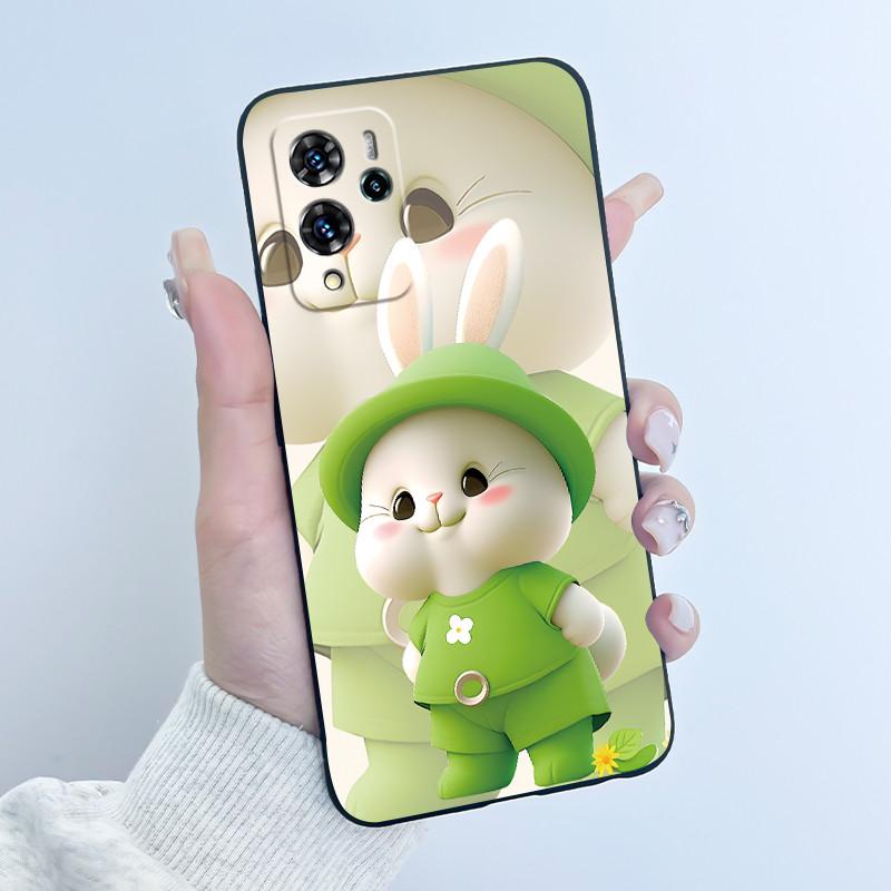 Чехол для ZTE Blade V40 Pro/ZTE 9046 Милый Заяц с Сердечком Забавный Черный Матовый Мягкий ТПУ Защитная Задняя Крышка Для Телефона ZTE V40 Pro