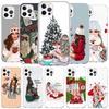 Рождественский Арт Девушки Кофе Чехол для Телефона Для iPhone 16 17 Air 15 14 Pro Max 16E Чехол для Телефона 13 Mini 12 11 7 SE 8 Печатный Узор