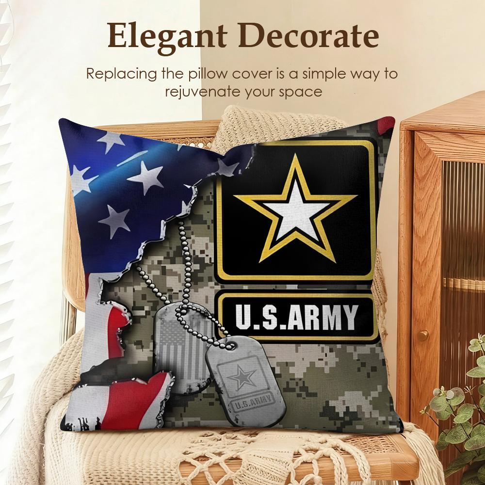 Emblem Usa Fire Police Military Cushion Cover Natural Linen Organic Fabric DoubleSided Printing Sofa Home Decor Pillow Case