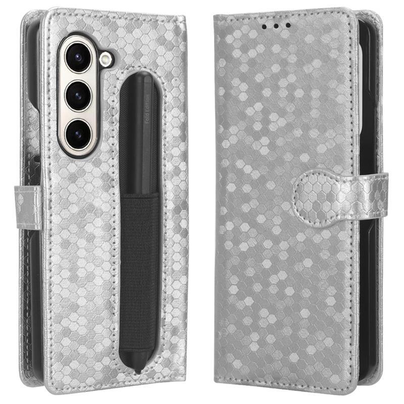 Samsung Galaxy Z fold6 Z fold5/4/3 с отделением для ручки роскошный волнистый узор в виде точек магнитный чехол-книжка для мобильного телефона флип-чехол защитный чехол