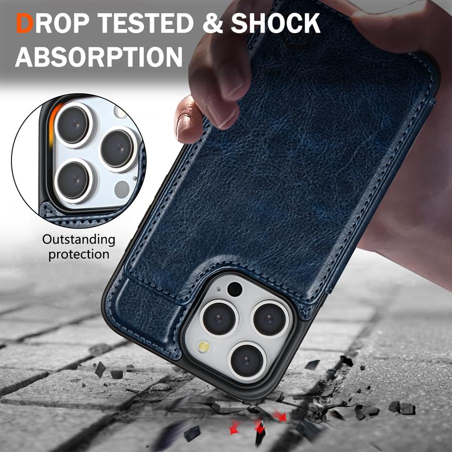 Кошелек однотонный кожаный чехол с магнитной двойной пряжкой и RFID-картой для iPhone 15 Pro Max 14 Plus 13 12 11 XR XS SE 2 8 7