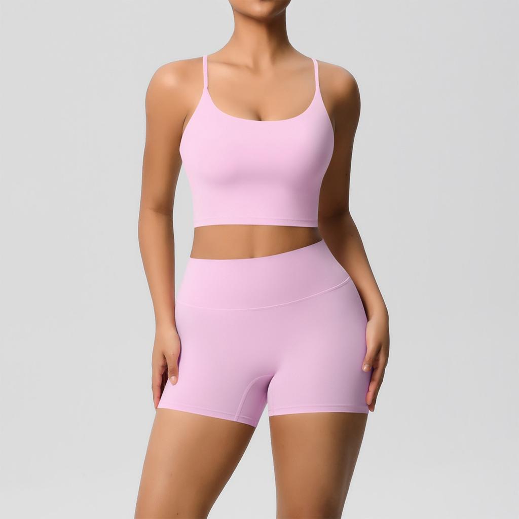 Женская мода однотонный топ с открытой спиной облегающая дышащая одежда для йоги спортивная одежда для бега фитнеса шорты комплект