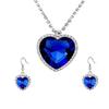 Valentine Special Mesmerizing Titanic Blue Ocean Heart Austrian Crystal Pendent Set Silver Plated Jewellery Set for Women